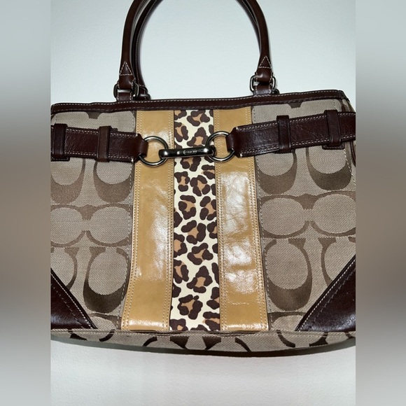 COACH HAMPTON LEOPARD STRIPE HANDBAG - Picture 2 of 8